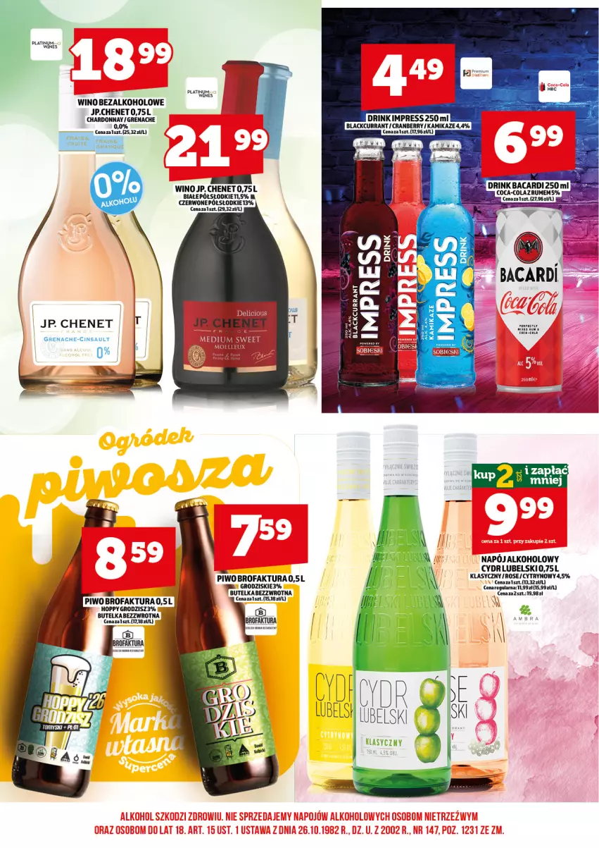 Gazetka promocyjna Topaz - Gazetka - ważna 01.08 do 16.08.2026 - strona 14 - produkty: Bacardi, Chardonnay, Coca-Cola, Fa, Lack, Napój, Piwo, Rum, Wino, Wino bezalkoholowe
