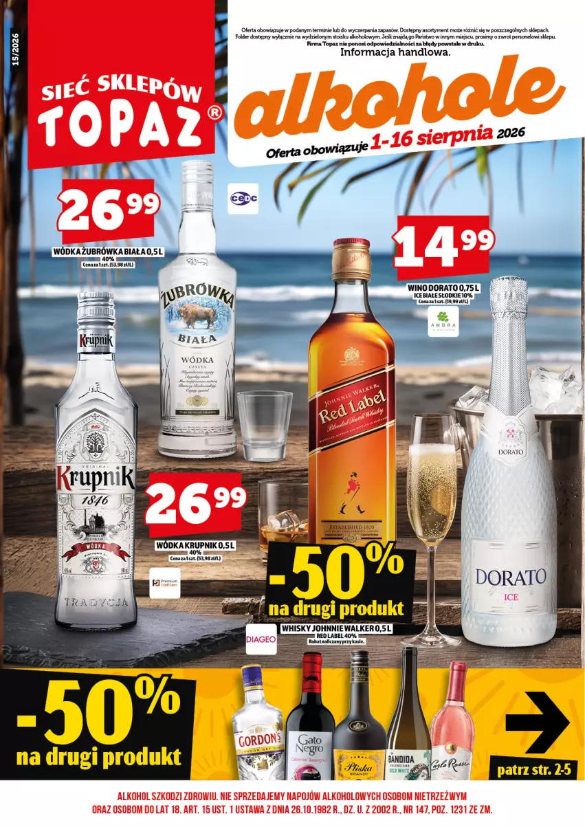 Gazetka promocyjna Topaz - Gazetka - ważna 01.08 do 16.08.2026 - strona 3 - produkty: Top, Wódka