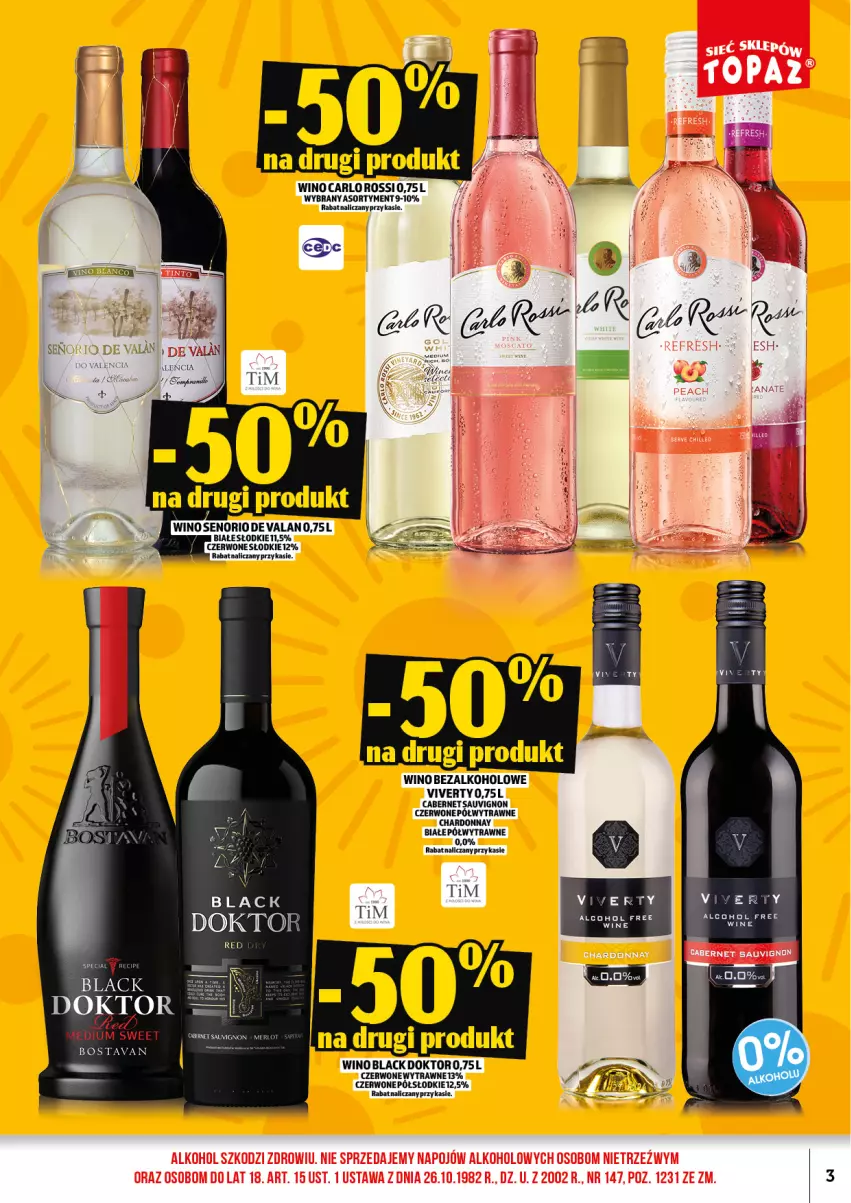 Gazetka promocyjna Topaz - Gazetka - ważna 01.08 do 16.08.2026 - strona 5 - produkty: Cabernet Sauvignon, Carlo Rossi, Chardonnay, Lack, Wino, Wino bezalkoholowe
