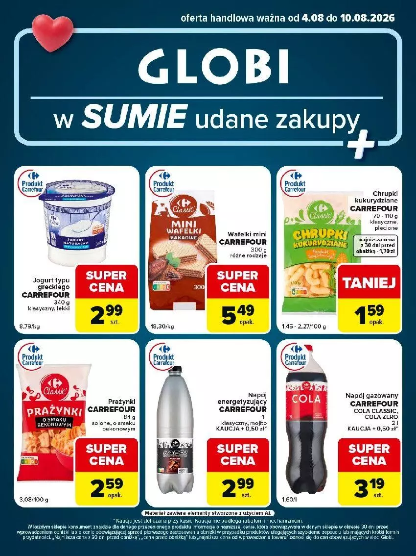 Gazetka promocyjna Carrefour - Gazetka Globi w SUMIE udane zakupy - ważna 04.08 do 10.08.2026 - strona 2 - produkty: AniOne, Chrupki, Fa, Napój, Napój gazowany