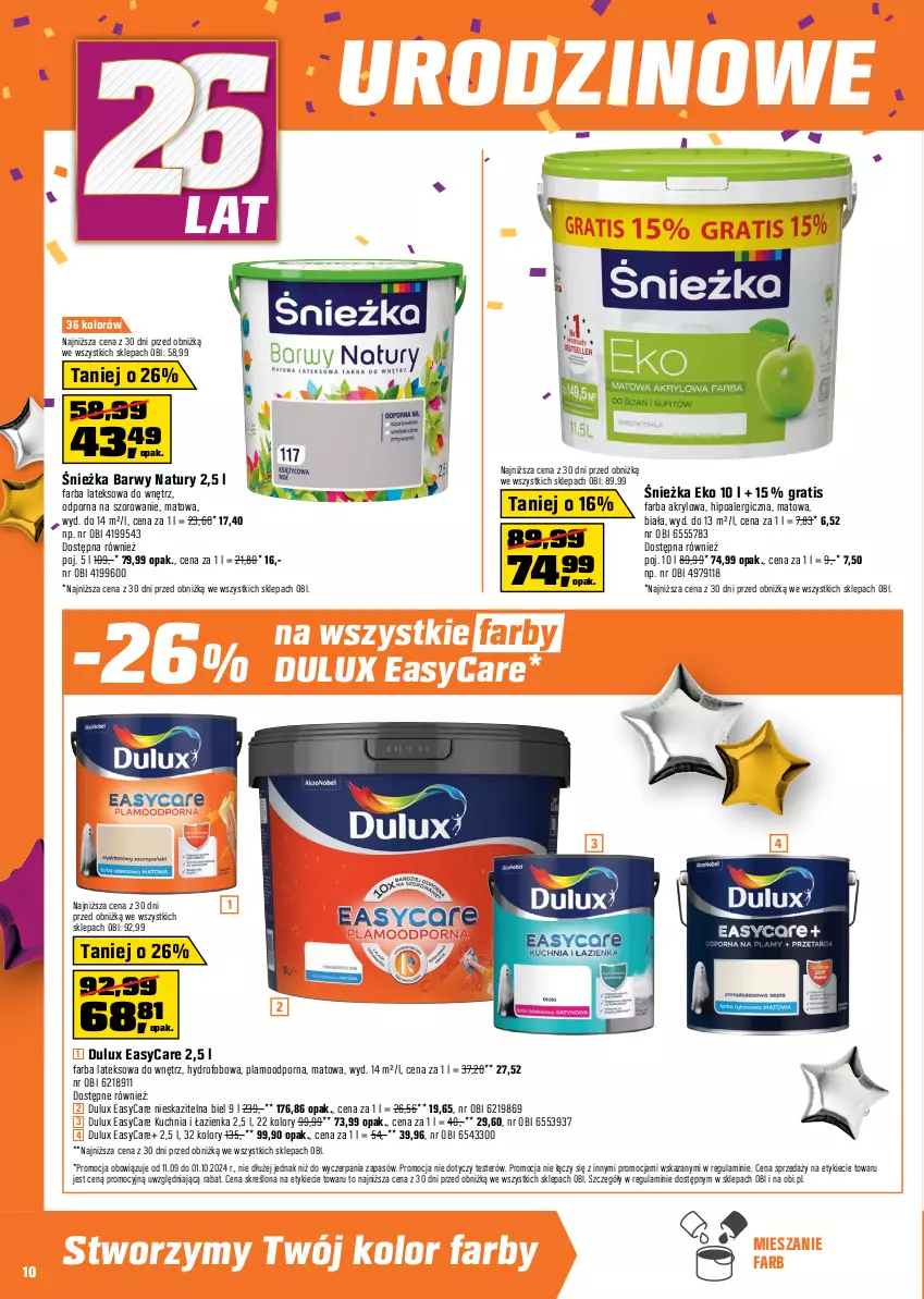 Gazetka promocyjna Obi - Gazetka OBI - ważna 11.09 do 01.10.2024 - strona 10 - produkty: Dulux, Fa, Farba akrylowa, Farba lateksowa, Gra, Klej, Kuchnia, Por, Wełna