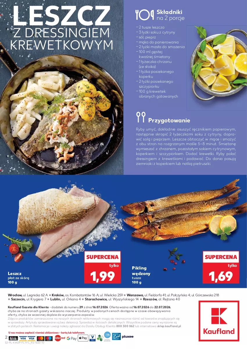 Gazetka promocyjna Kaufland - Ryby z naszej lady - ważna 16.07 do 22.07.2026 - strona 2 - produkty: Chrzan, Cytryny, Dres, Fa, Krewetki, Mąka, Orka, Papier, Pieprz, Por, Ręcznik, Sok, Sól, Tusz, Wagi, Ziemniaki