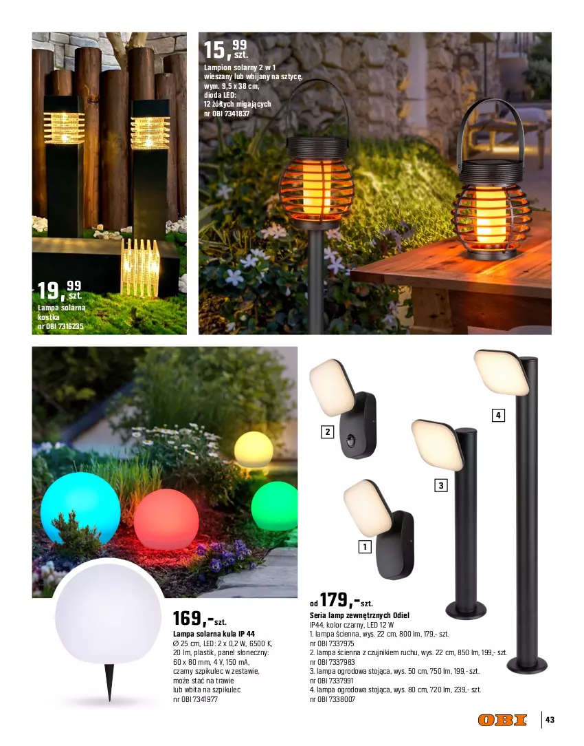 Gazetka promocyjna Obi - Gazetka OBI - ważna 09.04 do 31.08.2025 - strona 43 - produkty: Lampa, Lampa ścienna, Lampion, Ser, Słupek