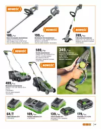 Gazetka promocyjna Obi - Gazetka OBI - Gazetka - ważna od 31.08 do 31.08.2025 - strona 117 - produkty: Noż, Nożyce, Kosz, Warka, Dmuchawa do liści, Kasza, Kosiarka, Akumulator