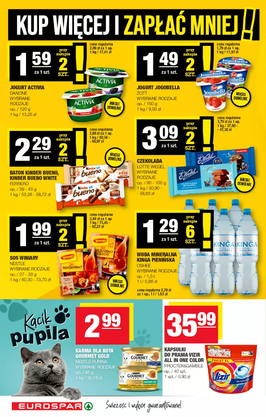 Gazetka promocyjna Spar - EuroSpar - ważna 25.09 do 05.10.2022 - strona 6 - produkty: Activia, Baton, Bell, Bella, Czekolada, Danone, Ferrero, Jogobella, Jogurt, Kinder, Kinder Bueno, Oshee, Piec, Tera, Vizir, Winiary, Woda, Woda mineralna, Zott