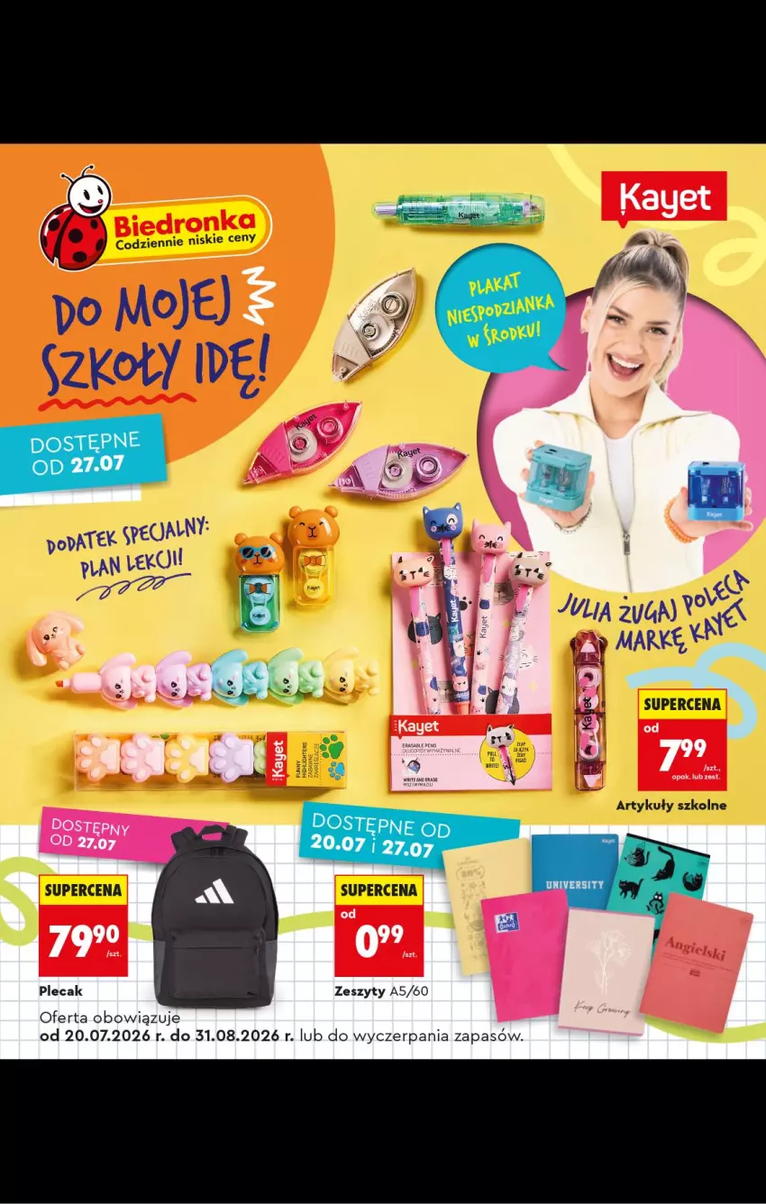 Gazetka promocyjna Biedronka - Gazetka - ważna 20.07 do 31.08.2026 - strona 1 - produkty: Plecak