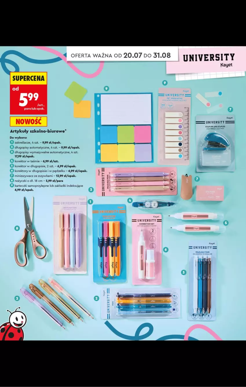 Gazetka promocyjna Biedronka - Gazetka - ważna 20.07 do 31.08.2026 - strona 24 - produkty: Biuro, Długopis, Karteczki samoprzylepne, Mop