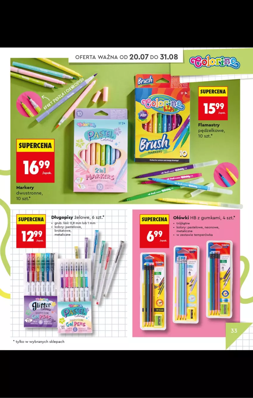 Gazetka promocyjna Biedronka - Gazetka - ważna 20.07 do 31.08.2026 - strona 33 - produkty: Długopis, Flamastry, Marker
