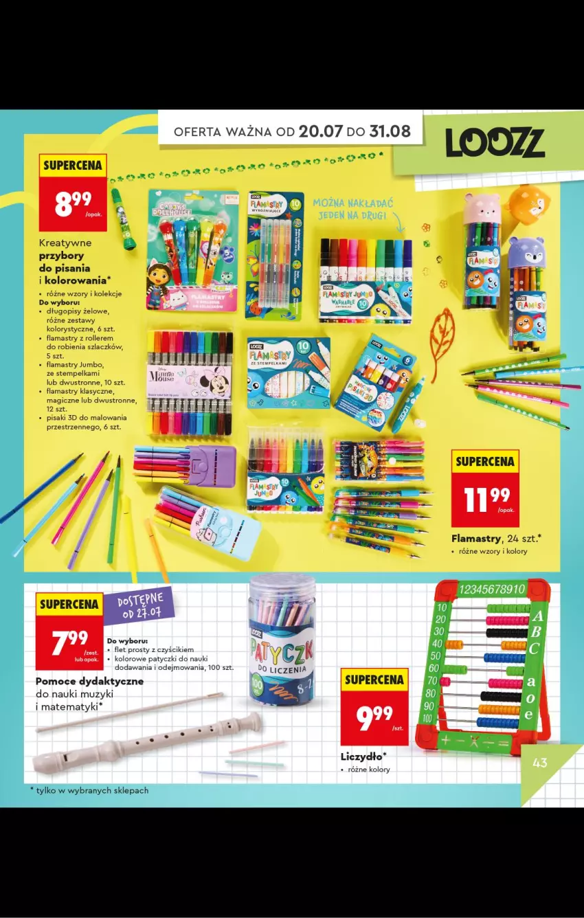 Gazetka promocyjna Biedronka - Gazetka - ważna 20.07 do 31.08.2026 - strona 43 - produkty: Długopis, Flamastry, Roller
