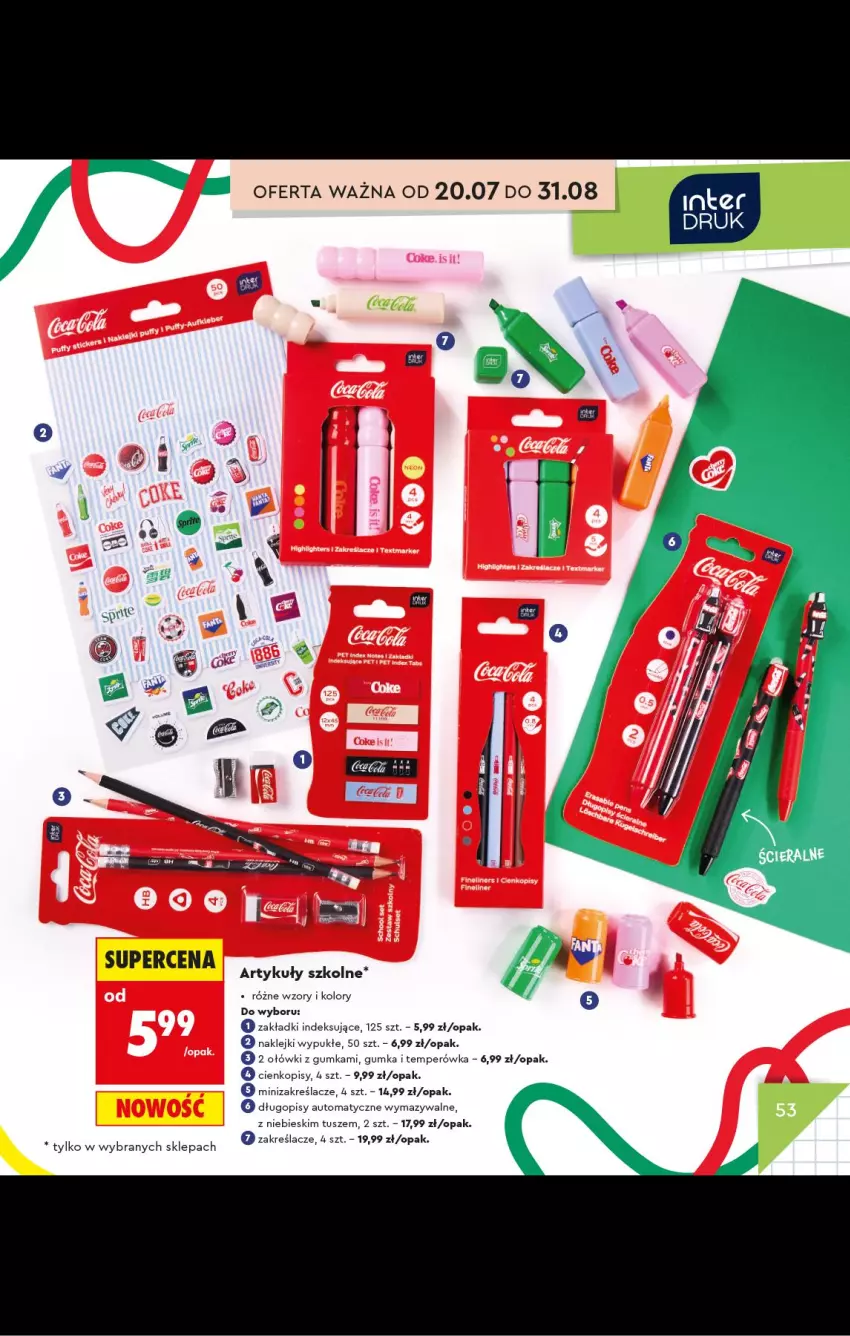 Gazetka promocyjna Biedronka - Gazetka - ważna 20.07 do 31.08.2026 - strona 53 - produkty: Długopis, Klej, Tusz
