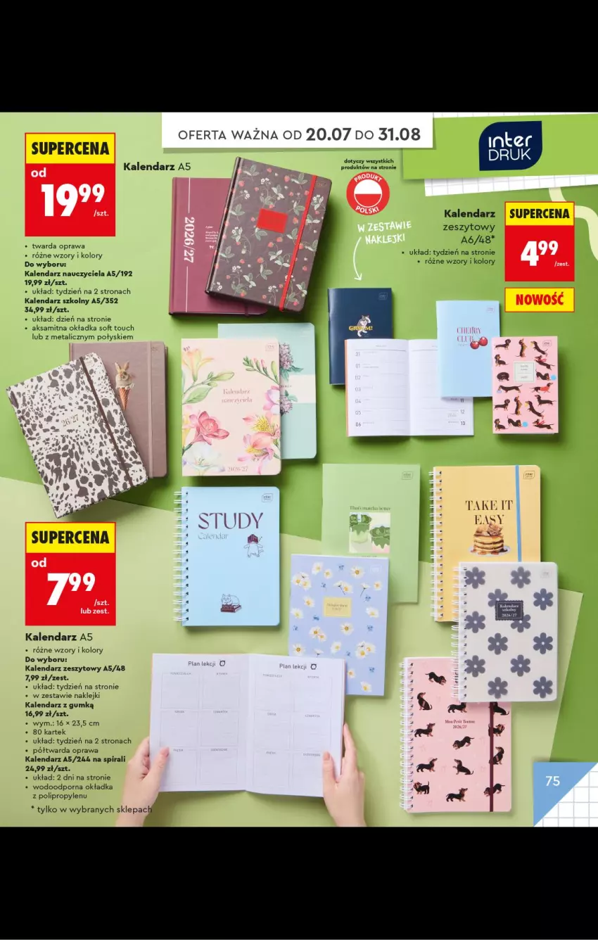 Gazetka promocyjna Biedronka - Gazetka - ważna 20.07 do 31.08.2026 - strona 75 - produkty: Aksam, Kalendarz, Klej, Por
