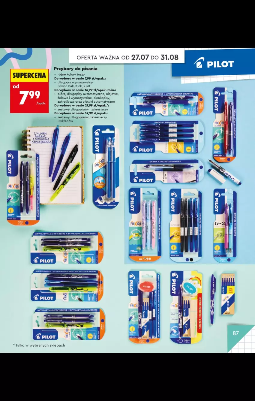 Gazetka promocyjna Biedronka - Gazetka - ważna 20.07 do 31.08.2026 - strona 87 - produkty: Długopis, Gra, Klej, Olej, Tusz