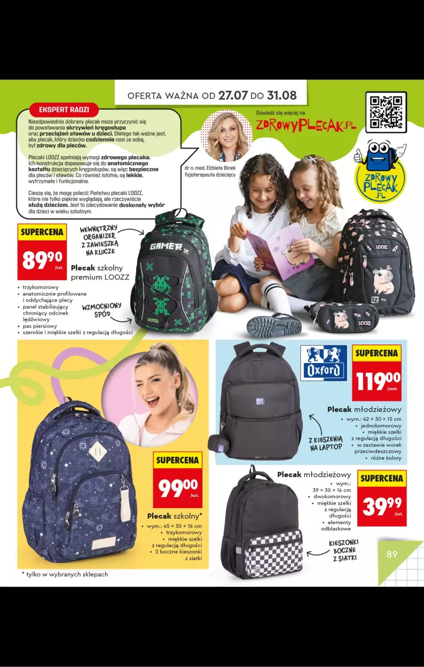 Gazetka promocyjna Biedronka - Gazetka - ważna 20.07 do 31.08.2026 - strona 89 - produkty: Atomic, Dzieci, Organizer, Piec, Plecak, Tera, Top