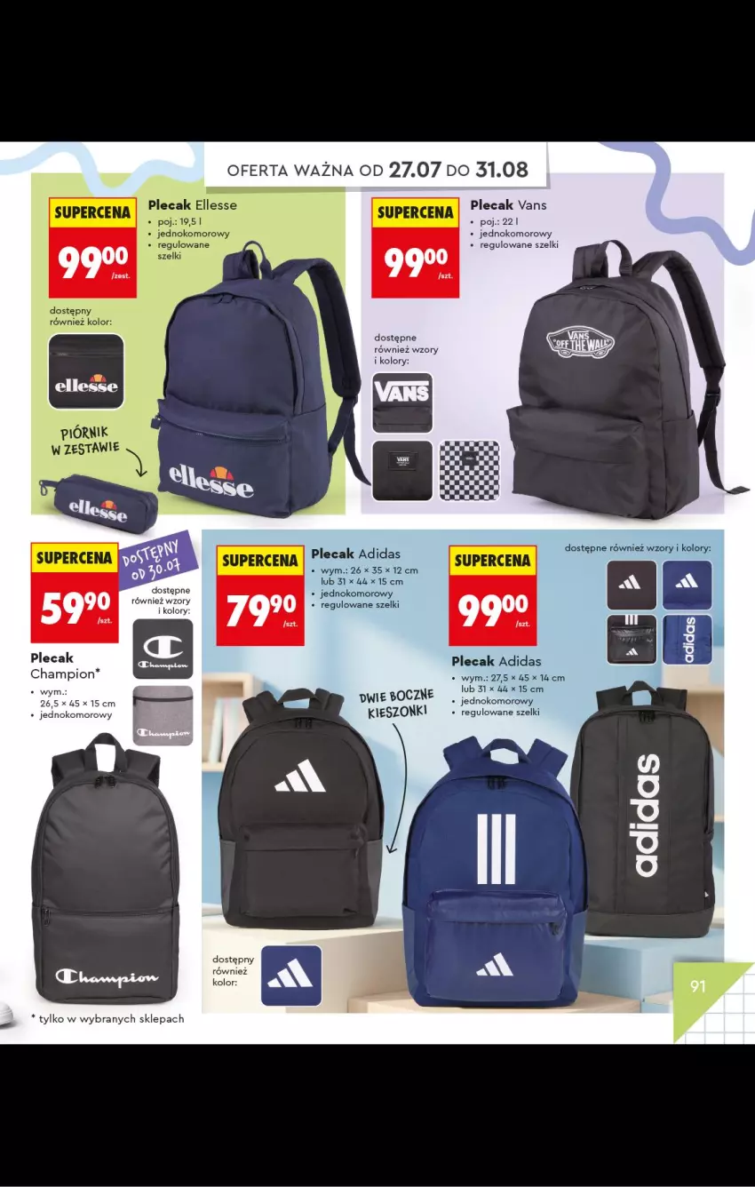 Gazetka promocyjna Biedronka - Gazetka - ważna 20.07 do 31.08.2026 - strona 91 - produkty: Adidas, Plecak