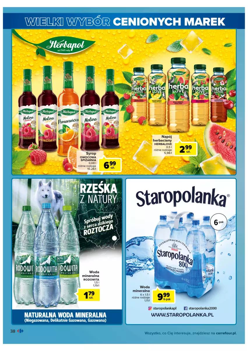 Gazetka promocyjna Carrefour - Gazetka Wielki wybór cenionych marek - ważna 01.03 do 12.03.2022 - strona 38 - produkty: Napój, Staropolanka, Syrop, Woda, Woda mineralna