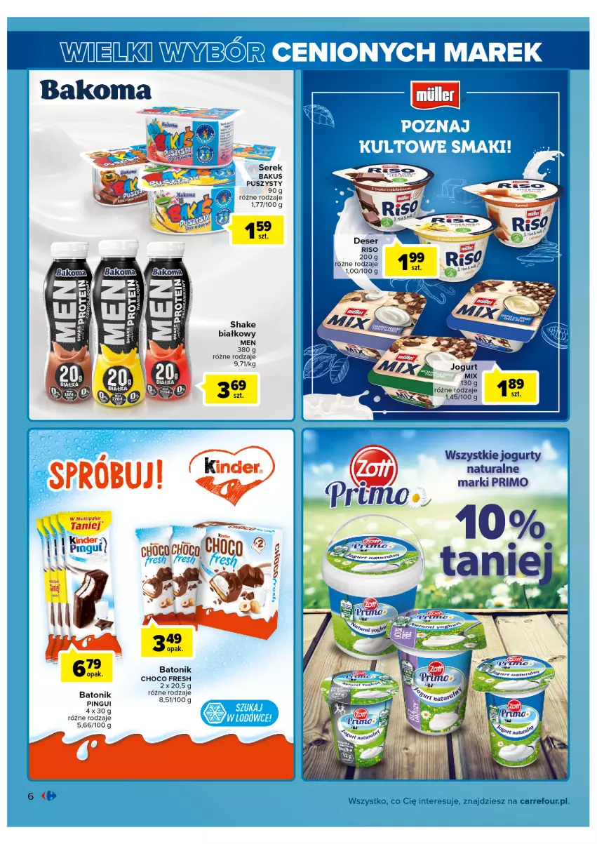 Gazetka promocyjna Carrefour - Gazetka Wielki wybór cenionych marek - ważna 01.03 do 12.03.2022 - strona 6 - produkty: Baton, Jogurt, Ser, Serek, Tonik, Zlew