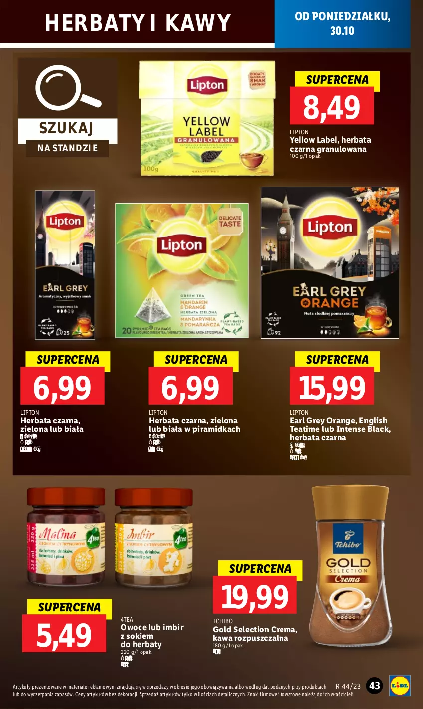 Gazetka promocyjna Lidl - GAZETKA - ważna 30.10 do 31.10.2023 - strona 57 - produkty: Earl Grey, Gra, Herbata, Herbata czarna, Imbir, Kawa, Kawa rozpuszczalna, Lack, Lipton, Owoce, Sok, Tchibo