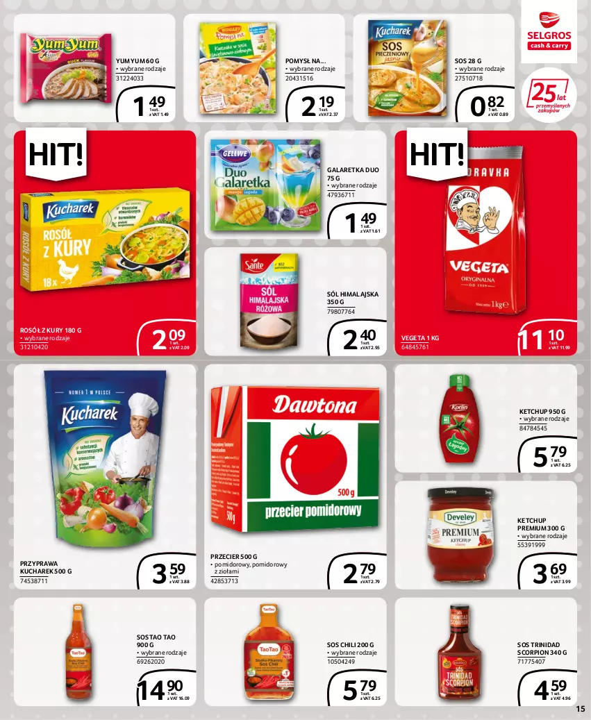 Gazetka promocyjna Selgros - Extra Oferta - ważna 14.07 do 27.07.2022 - strona 15 - produkty: Gala, Galaretka, Ketchup, Kucharek, Rosół, Sól, Sól himalajska, Sos, Vegeta