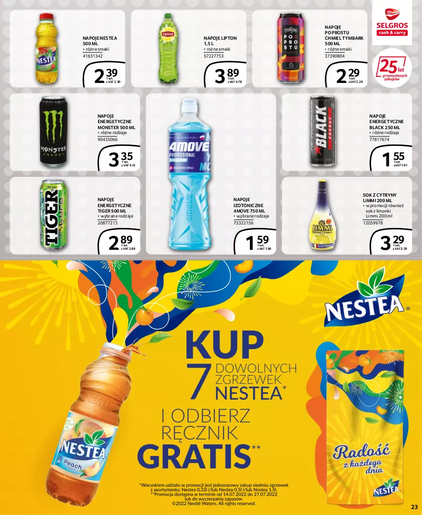 Gazetka promocyjna Selgros - Extra Oferta - ważna 14.07 do 27.07.2022 - strona 23 - produkty: Cytryny, Lack, Lipton, Napoje, Nestea, Sok, Tiger, Tymbark