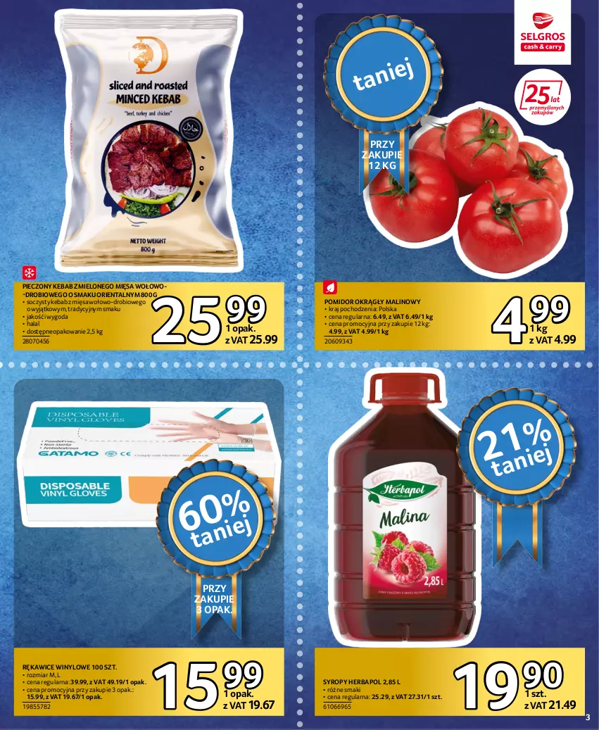 Gazetka promocyjna Selgros - Extra Oferta - ważna 14.07 do 27.07.2022 - strona 3 - produkty: Herbapol, Kebab, Piec, Rękawice, Syrop, Syropy