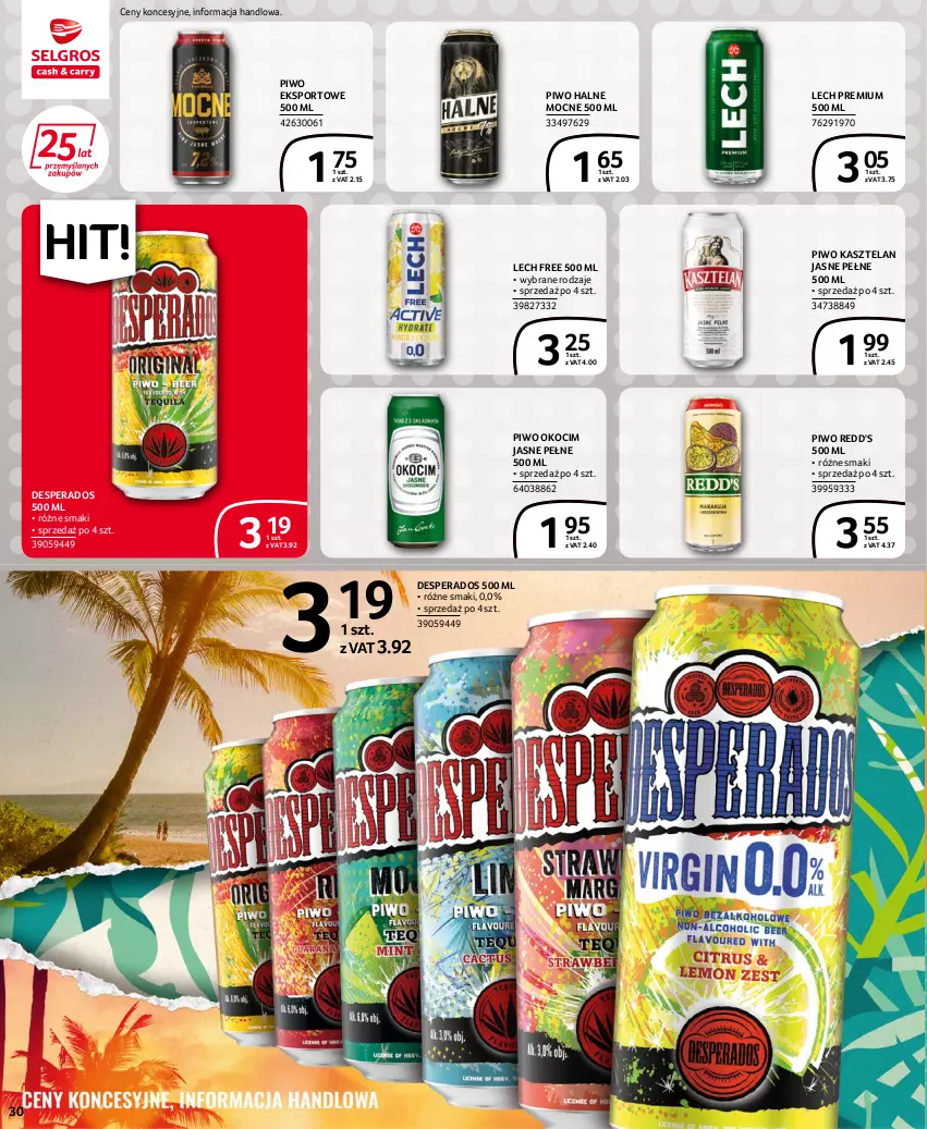 Gazetka promocyjna Selgros - Extra Oferta - ważna 14.07 do 27.07.2022 - strona 30 - produkty: Desperados, Kasztelan, Koc, Lech Premium, Okocim, Piwo, Por, Redd's, Sport