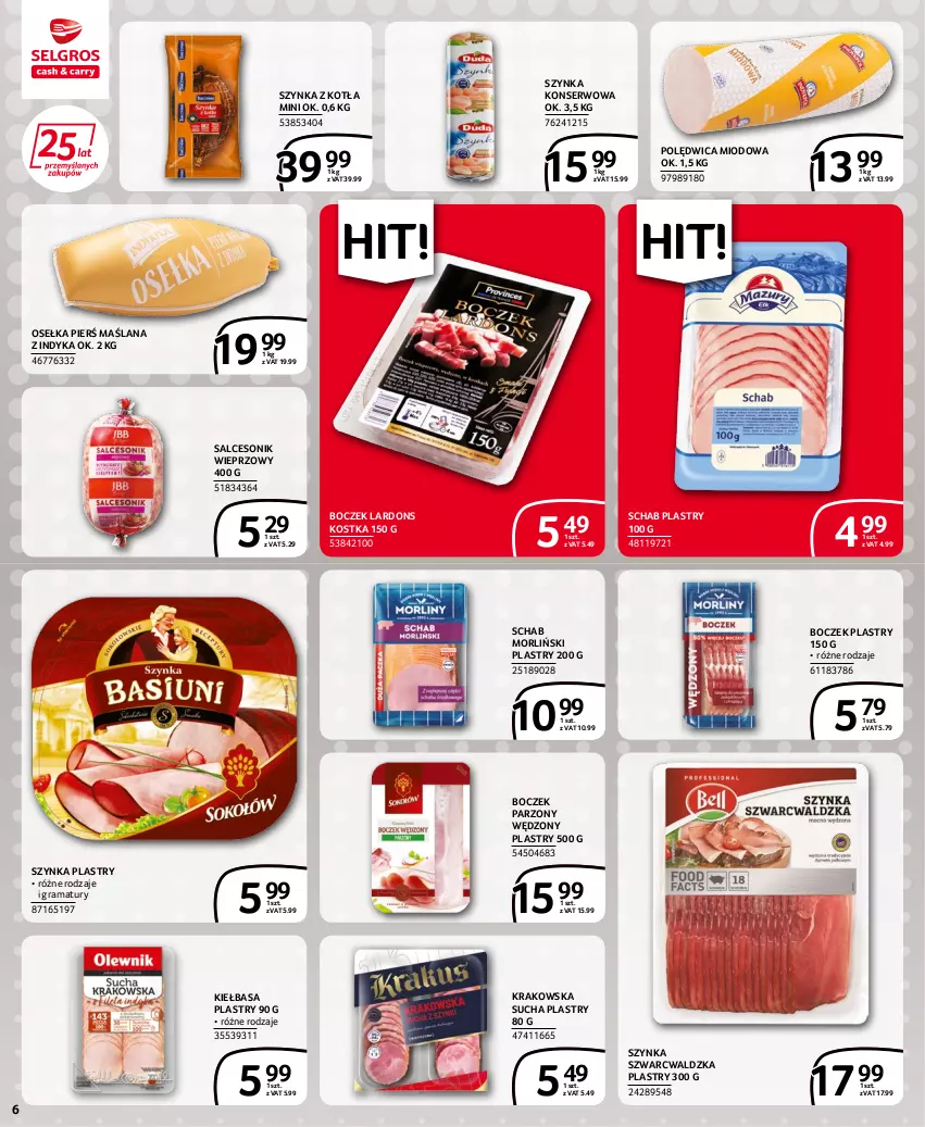 Gazetka promocyjna Selgros - Extra Oferta - ważna 14.07 do 27.07.2022 - strona 6 - produkty: Boczek, Gra, Kiełbasa, LANA, Polędwica, Rama, Salceson, Ser, Szynka, Szynka konserwowa