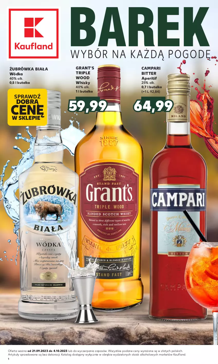 Gazetka promocyjna Kaufland - Barek Kauflandu - ważna 21.09 do 04.10.2023 - strona 1 - produkty: Gra, Whisky, Wódka