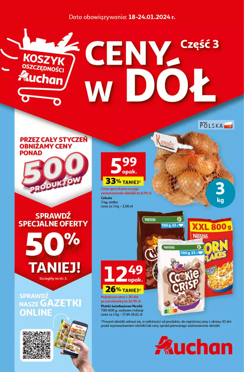 Gazetka promocyjna Auchan - Gazetka Ceny w dół Część 3 Hipermarket Auchan - ważna 18.01 do 24.01.2024 - strona 1
