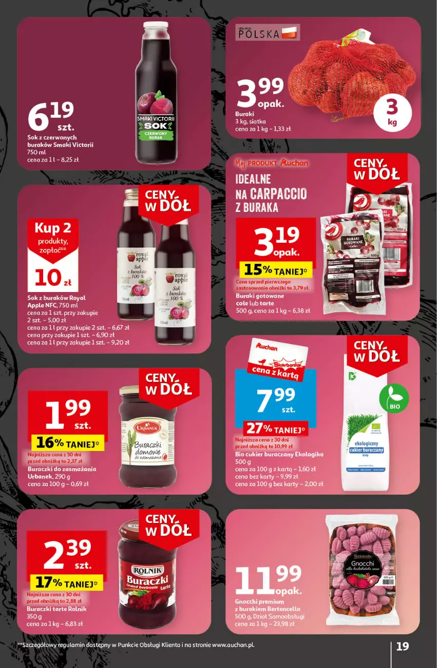 Gazetka promocyjna Auchan - Gazetka Ceny w dół Część 3 Hipermarket Auchan - ważna 18.01 do 24.01.2024 - strona 19 - produkty: Buraczki, Fa, Rolnik, Siatka, Sok