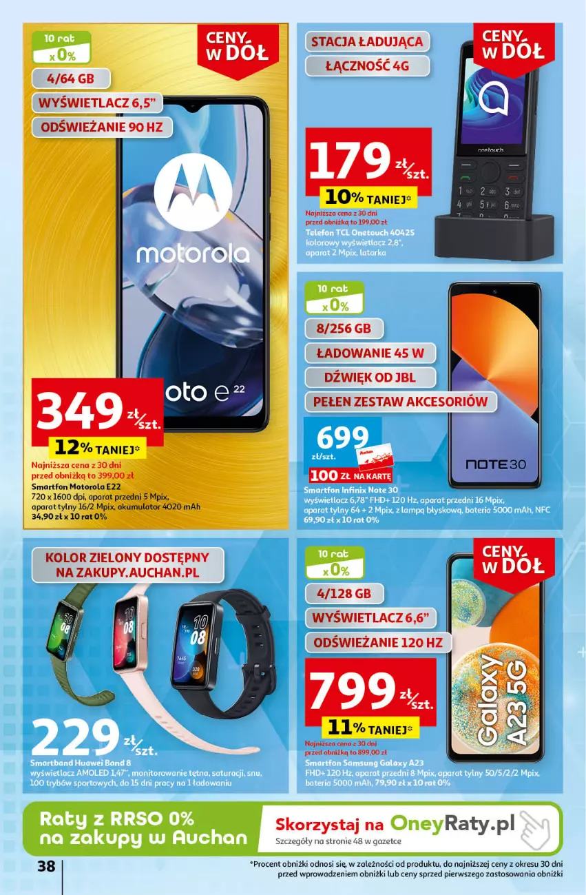 Gazetka promocyjna Auchan - Gazetka Ceny w dół Część 3 Hipermarket Auchan - ważna 18.01 do 24.01.2024 - strona 38 - produkty: Akumulator, JBL, Motorola, Rura, Smartfon