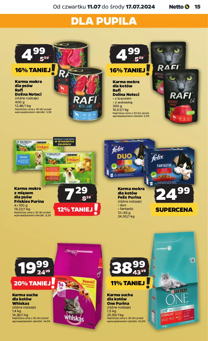 Gazetka promocyjna Netto - Od Czwartku - ważna 11.07 do 17.07.2024 - strona 15 - produkty: Fa, Fanta, Felix, Friskies, Karma mokra dla kotów, Pur, Purina, Sos, Whiskas