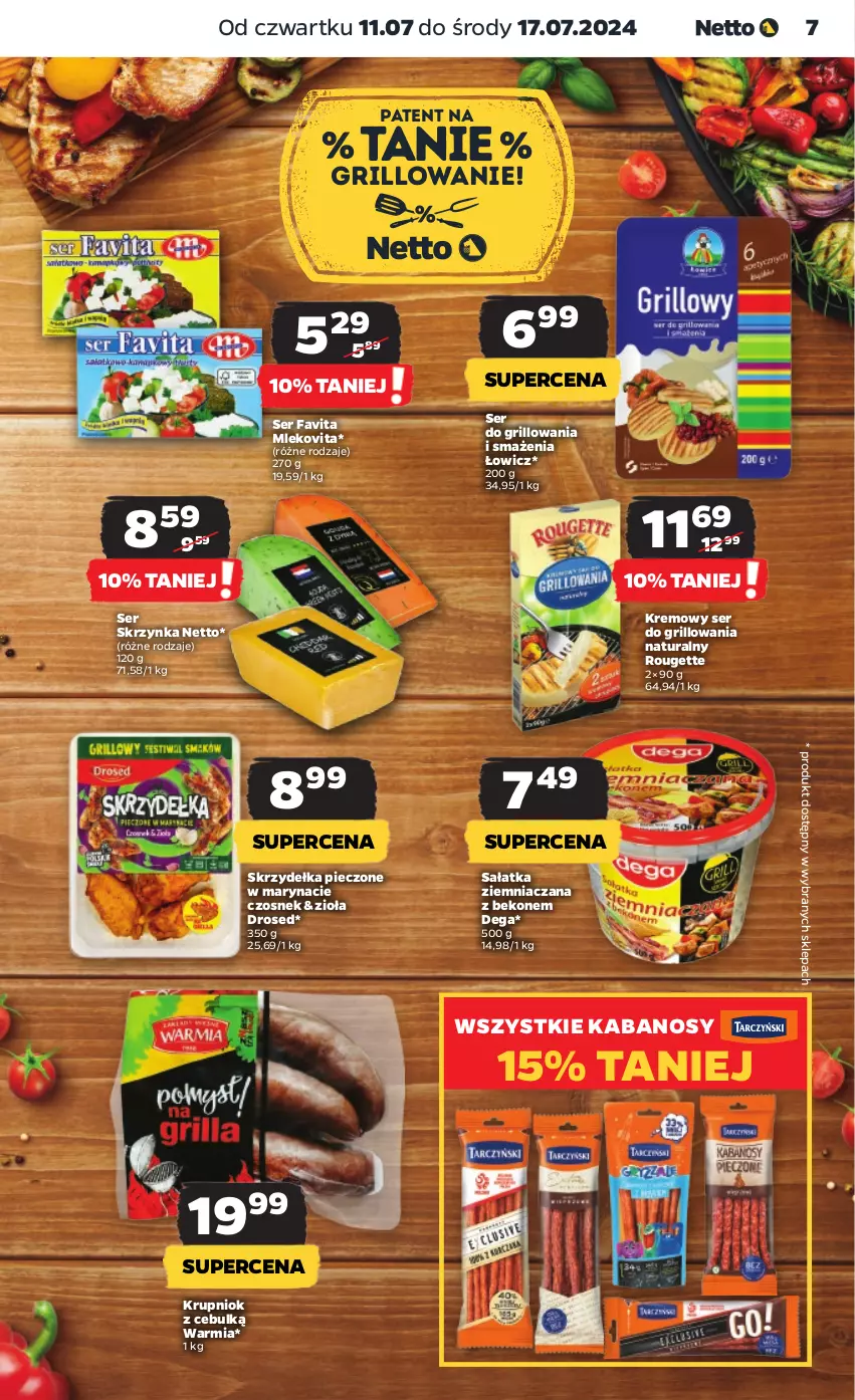 Gazetka promocyjna Netto - Od Czwartku - ważna 11.07 do 17.07.2024 - strona 7 - produkty: Beko, Czosnek, Dega, Fa, Favita, Grill, Kabanos, Mleko, Mlekovita, Piec, Sałat, Sałatka, Ser, Skrzydełka pieczone