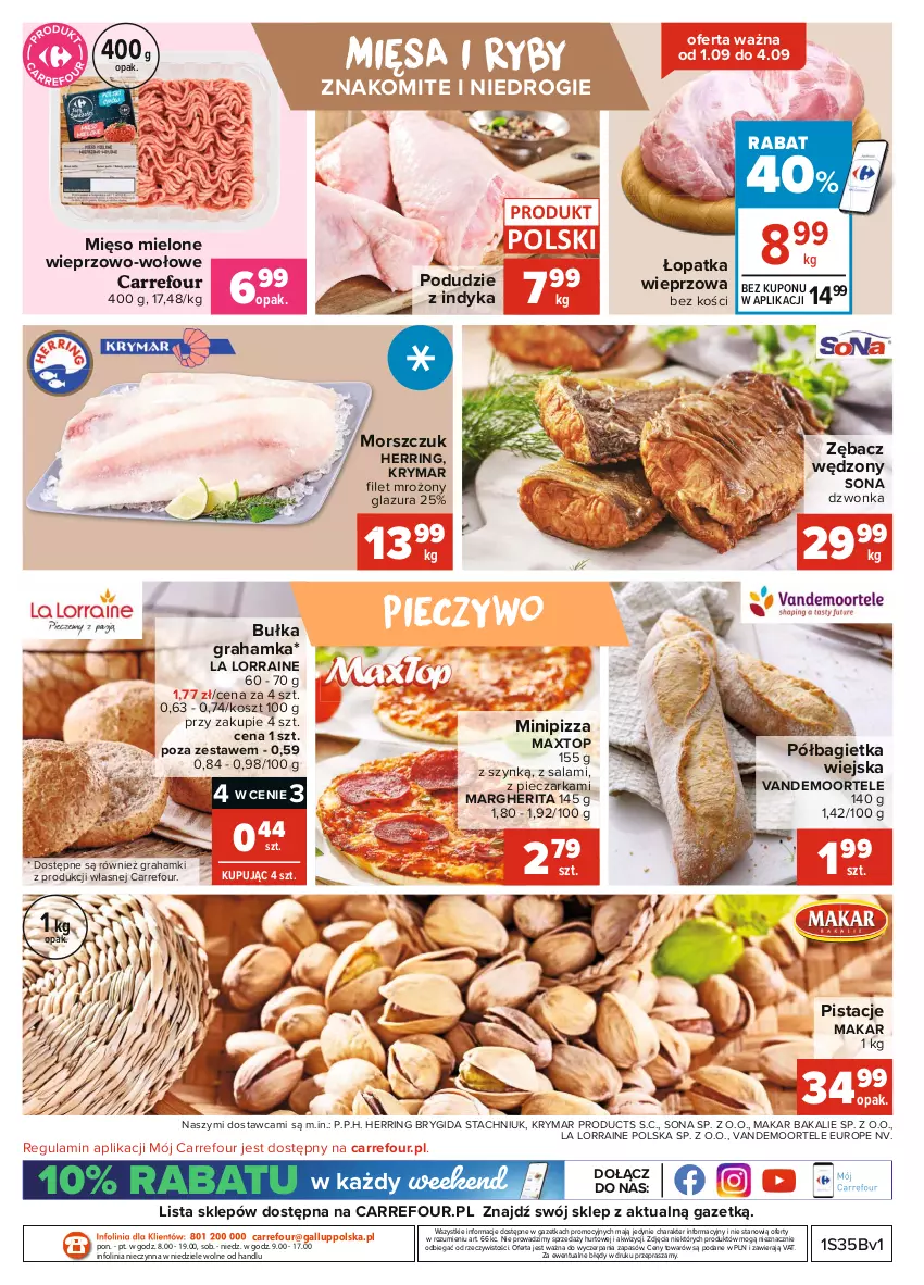 Gazetka promocyjna Carrefour - Gazetka Targi świeżości - ważna 30.08 do 06.09.2021 - strona 2 - produkty: Bagietka, Bułka, Bułka grahamka, Glazura, Gra, Kosz, Lazur, Mięso, Mięso mielone, O nas, Piec, Pieczarka, Pieczywo, Pistacje, Pizza, Półbagietka, Salami, Top