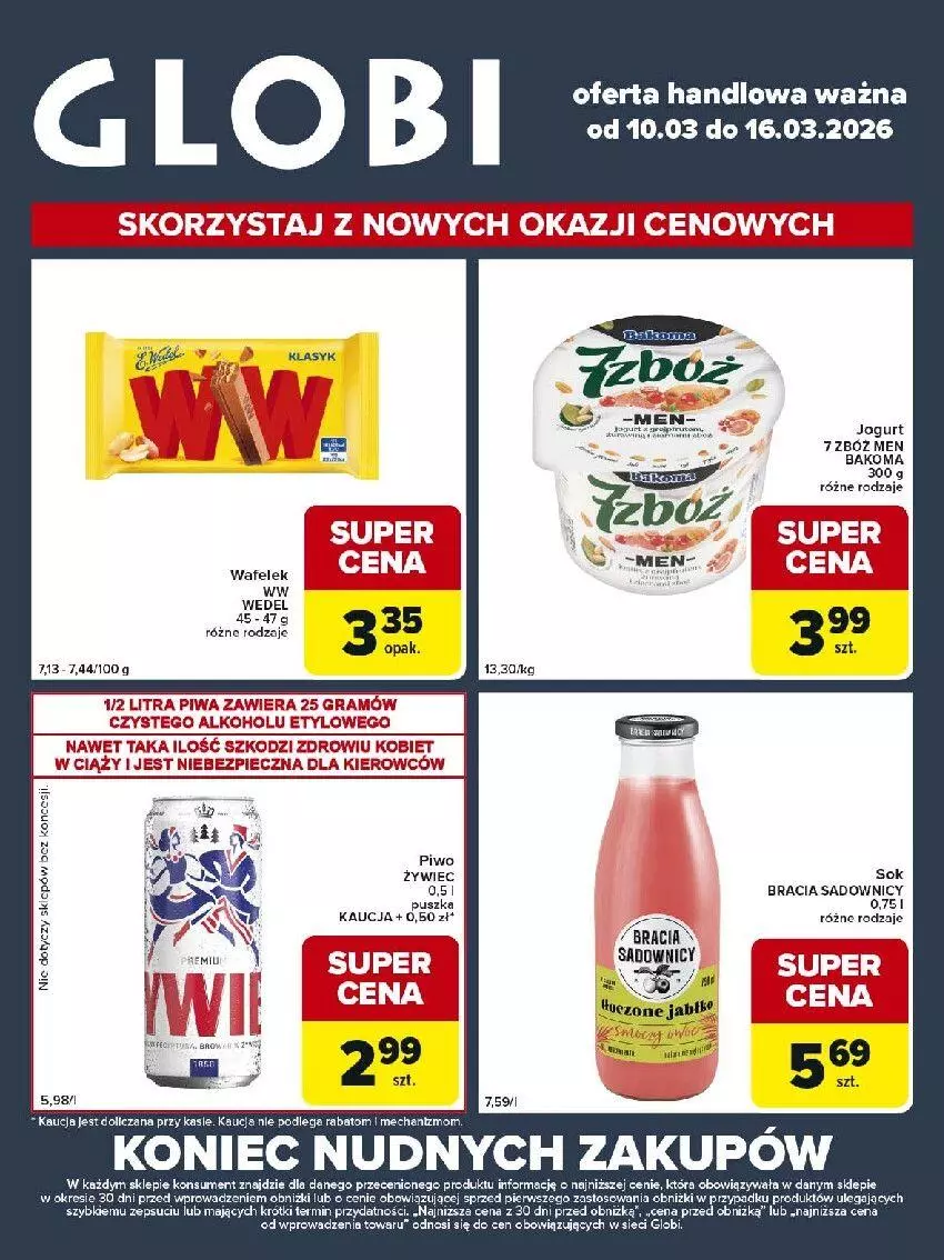 Gazetka promocyjna Carrefour - Gazetka Globi - ważna 10.03 do 16.03.2026 - strona 1 - produkty: Bakoma, Gra, Piec, Piwa, Piwo, Sok, Wafelek