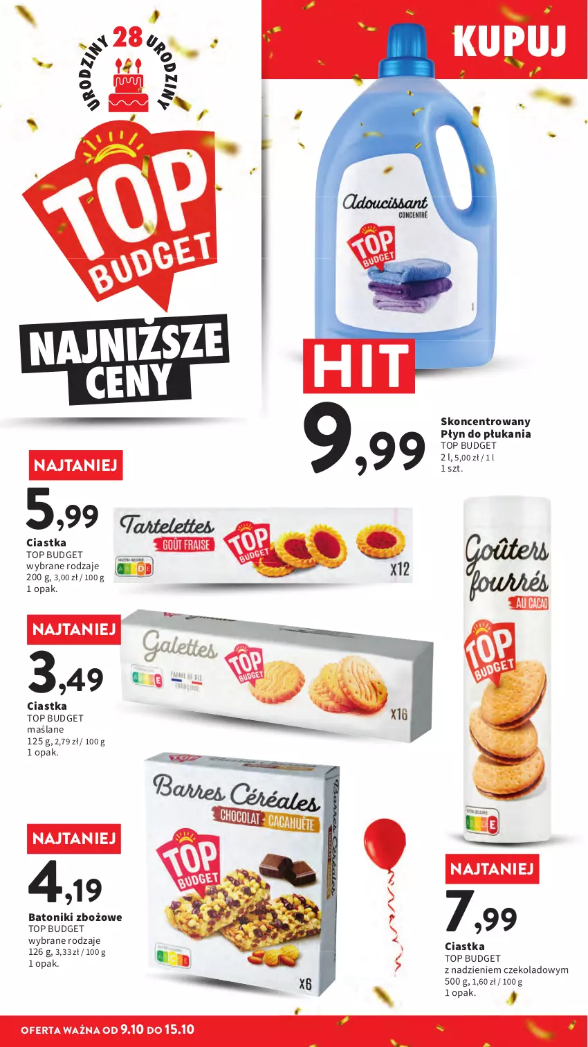 Gazetka promocyjna Intermarche - Gazetka promocyjna - ważna 09.10 do 15.10.2025 - strona 34 - produkty: Baton, Ciastka, Płyn do płukania, Tonik, Top