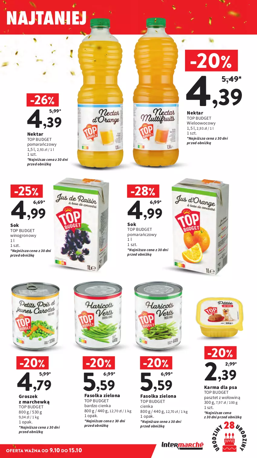 Gazetka promocyjna Intermarche - Gazetka promocyjna - ważna 09.10 do 15.10.2025 - strona 35 - produkty: Fa, Groszek, Nektar, Pasztet, Sok, Top, Wino