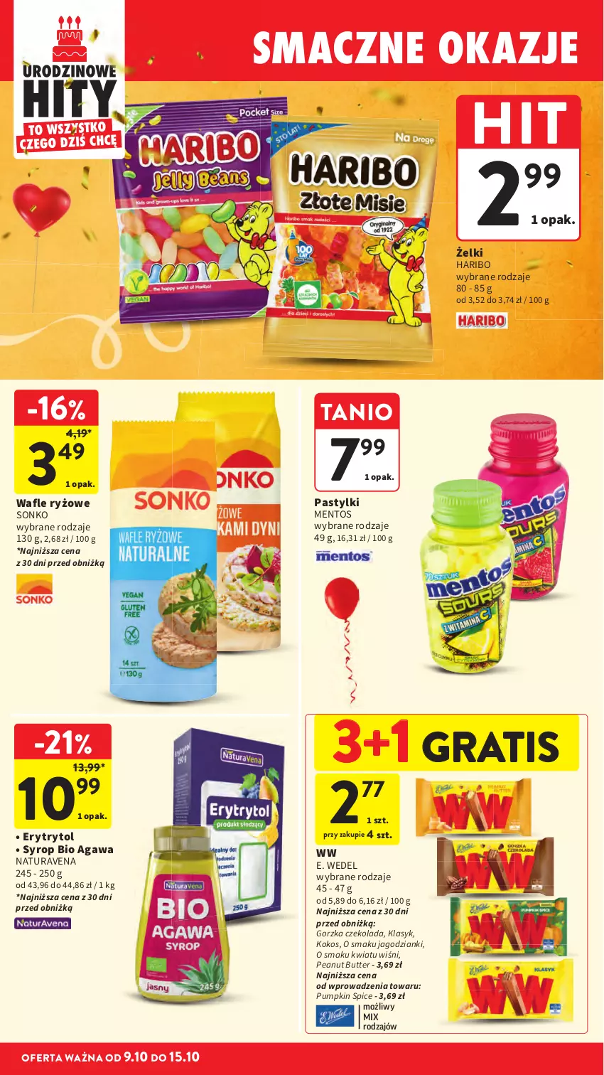 Gazetka promocyjna Intermarche - Gazetka promocyjna - ważna 09.10 do 15.10.2025 - strona 36 - produkty: Czekolada, E. Wedel, Gra, Haribo, Kokos, Mentos, Pastylki, Ryż, Sonko, Syrop, Wafle