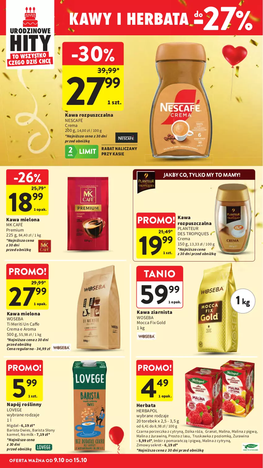 Gazetka promocyjna Intermarche - Gazetka promocyjna - ważna 09.10 do 15.10.2025 - strona 38 - produkty: Dzika róża, Gra, Granat, Herbapol, Herbata, Imbir, Kawa, Kawa mielona, Kawa rozpuszczalna, Kawa ziarnista, Kret, Mocca Fix Gold, Napój, Napój roślinny, Nescafé, Por, Róża, Woseba