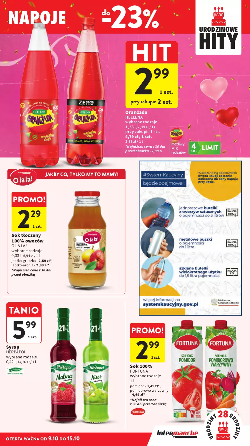 Gazetka promocyjna Intermarche - Gazetka promocyjna - ważna 09.10 do 15.10.2025 - strona 41 - produkty: Aronia, Fortuna, Hellena, Herbapol, Oranżada, Sok, Syrop