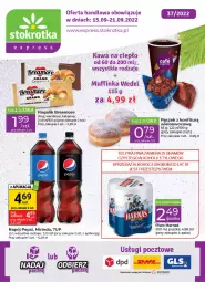 Gazetka promocyjna Stokrotka - Stokrotka Express - Gazetka - ważna od 21.09 do 21.09.2022 - strona 1 - produkty: Piwa, Piwo, Pączek, Gra, 7up, Inka, Mirinda, Kawa, Pepsi, Rogal, Kakao, Harnaś