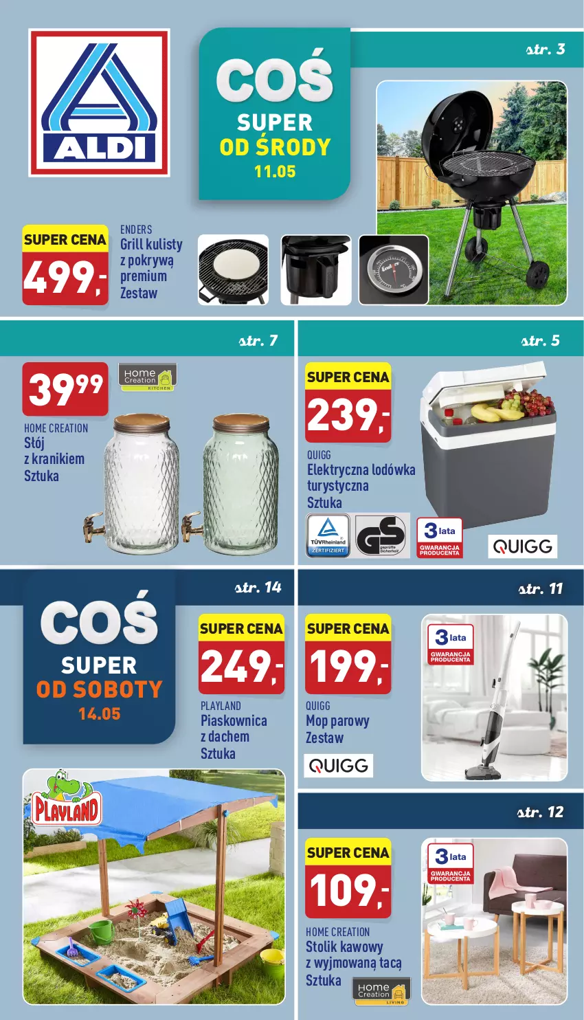 Gazetka promocyjna Aldi - Zaplanuj zakupy wcześniej - ważna 11.05 do 14.05.2022 - strona 1 - produkty: Grill, Lodówka, Mop, Mop parowy, Stolik, Stolik kawowy