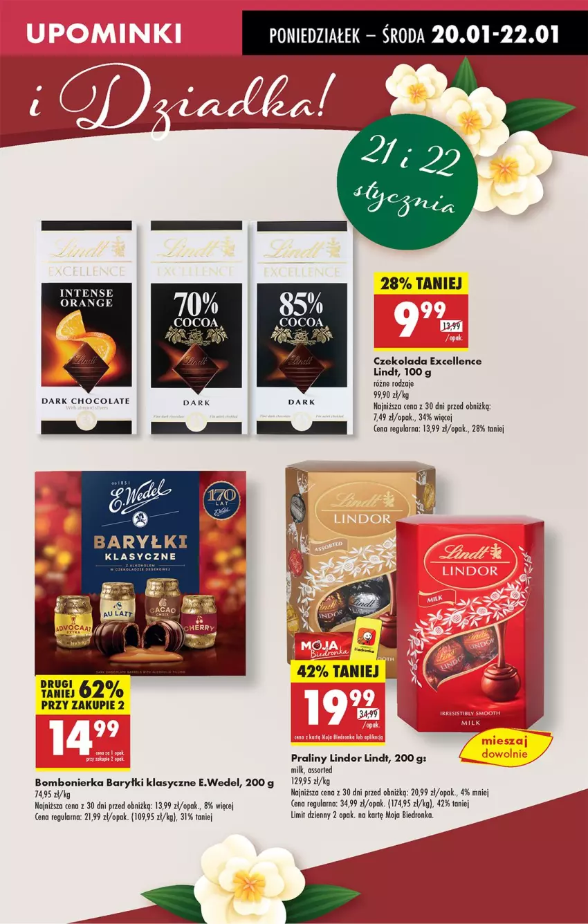 Gazetka promocyjna Biedronka - Od Poniedziałku - ważna 20.01 do 25.01.2025 - strona 15 - produkty: Baryłki, Czekolada, Lindor, Lindt, Praliny