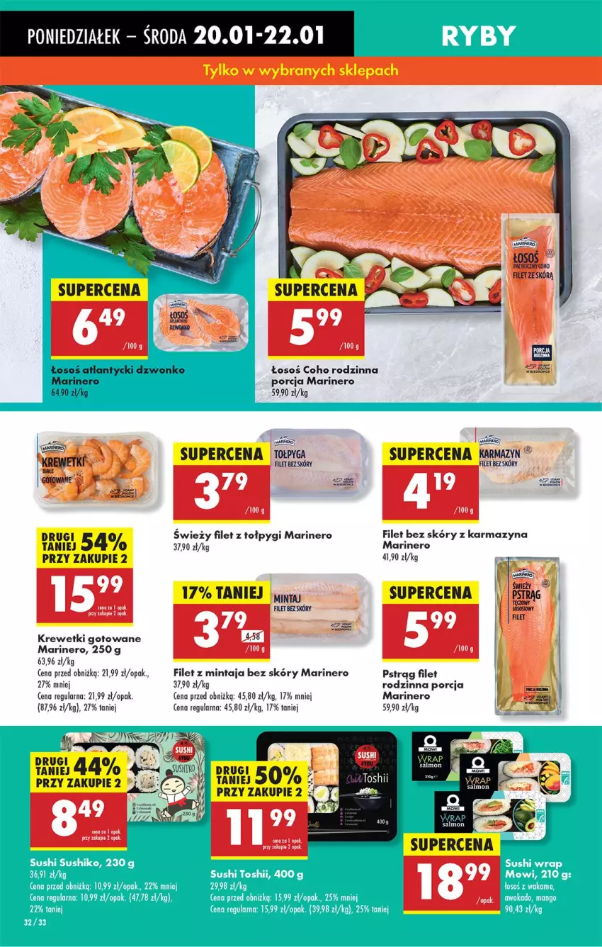 Gazetka promocyjna Biedronka - Od Poniedziałku - ważna 20.01 do 25.01.2025 - strona 38 - produkty: Filet z mintaja, Krewetki, Mintaj, Por, Pstrąg