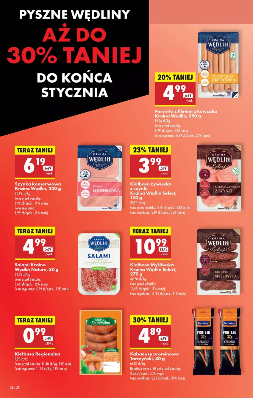 Gazetka promocyjna Biedronka - Od Poniedziałku - ważna 20.01 do 25.01.2025 - strona 42 - produkty: Kabanos, Kiełbasa, Kurczak, Parówki, Salami, Ser, Szynka, Szynka konserwowa, Tarczyński, Tera