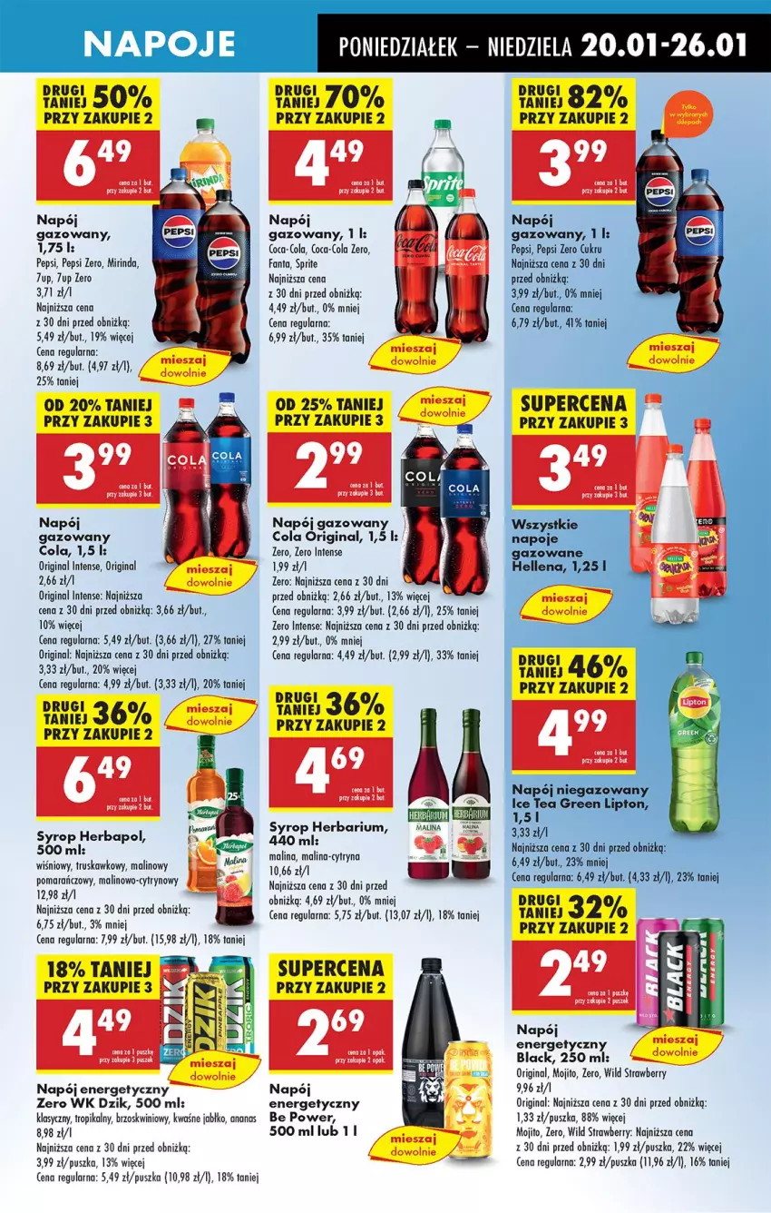 Gazetka promocyjna Biedronka - Od Poniedziałku - ważna 20.01 do 25.01.2025 - strona 59 - produkty: 7up, Ananas, Coca-Cola, Fa, Fanta, Gin, Hellena, Herbapol, Lack, Leon, Lipton, Mirinda, Napój, Napój energetyczny, Napój gazowany, Napój niegazowany, Napoje, Pepsi, Sprite, Syrop