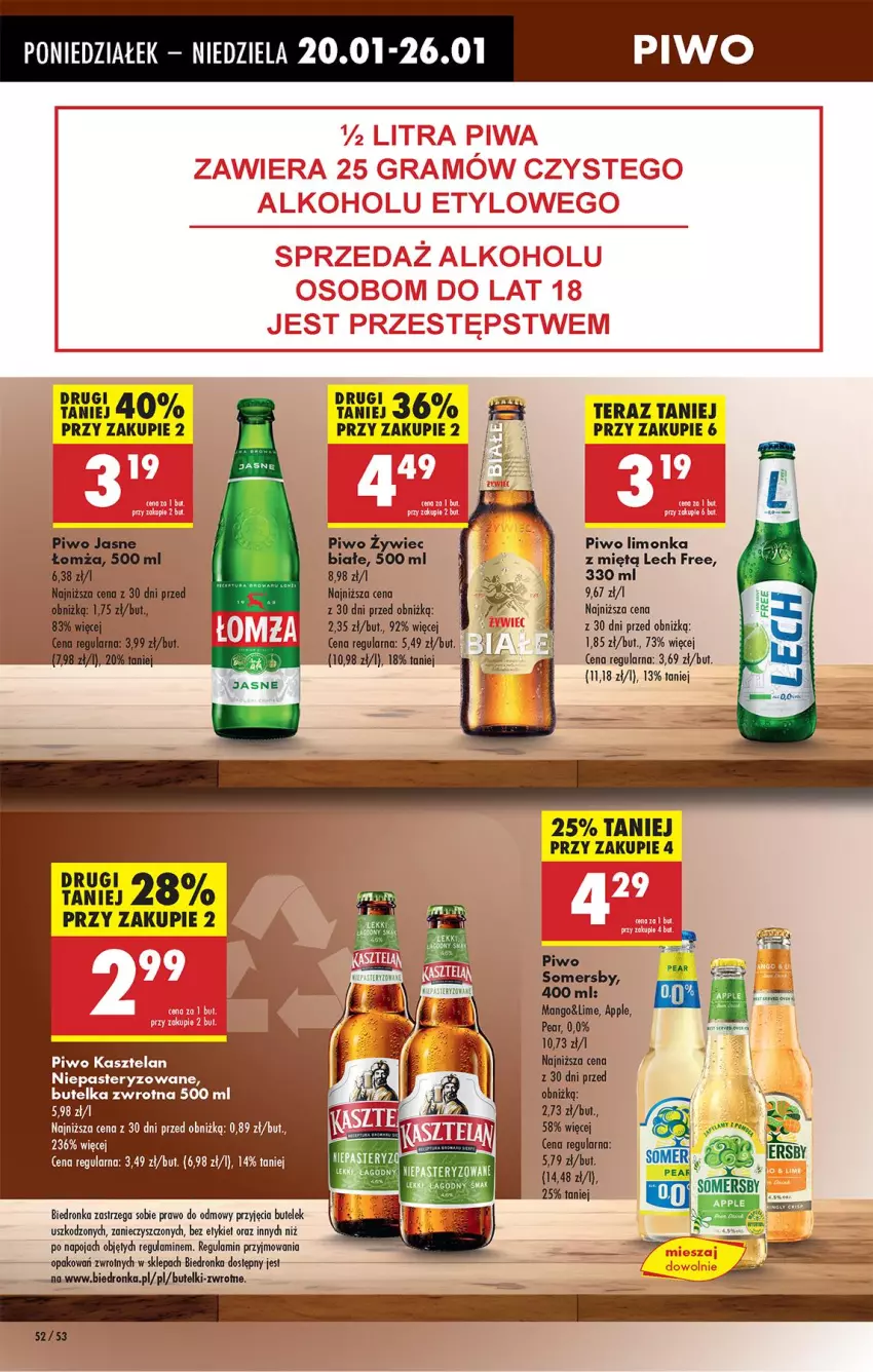 Gazetka promocyjna Biedronka - Od Poniedziałku - ważna 20.01 do 25.01.2025 - strona 60 - produkty: Kasztelan, Limonka, Mango, Piwo, Somersby, Tera