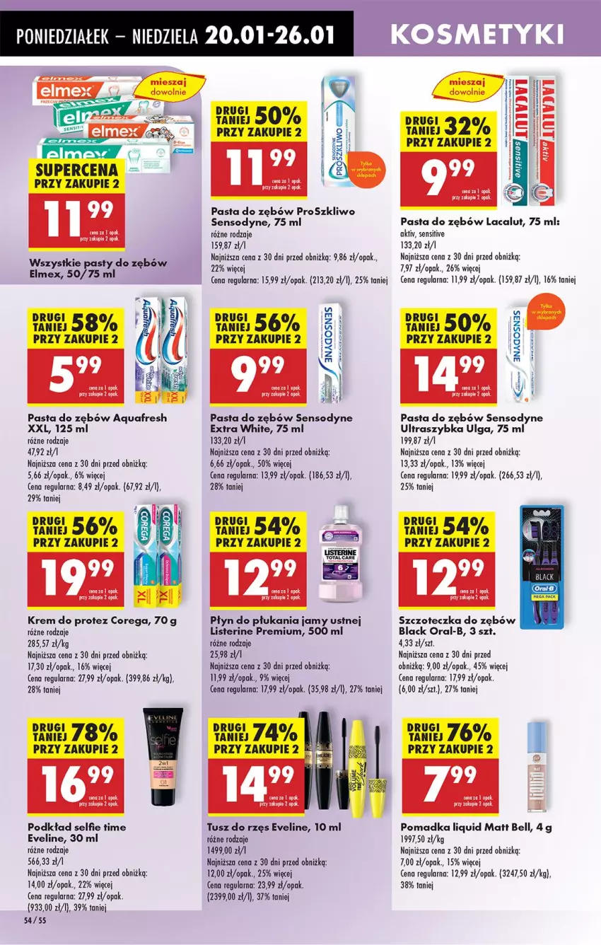 Gazetka promocyjna Biedronka - Od Poniedziałku - ważna 20.01 do 25.01.2025 - strona 62 - produkty: Aquafresh, Bell, Corega, Elmex, Eveline, Fa, Lacalut, Lack, Leon, LG, Listerine, Pasta do zębów, Płyn do płukania, Płyn do płukania jamy ustnej, Podkład, Sensodyne, Szczoteczka, Szczoteczka do zębów, Tusz