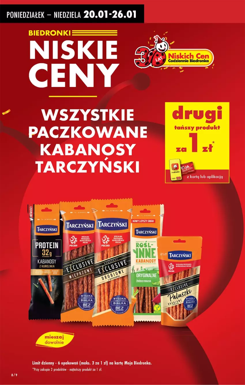 Gazetka promocyjna Biedronka - Od Poniedziałku - ważna 20.01 do 25.01.2025 - strona 8 - produkty: Kabanos, Tarczyński