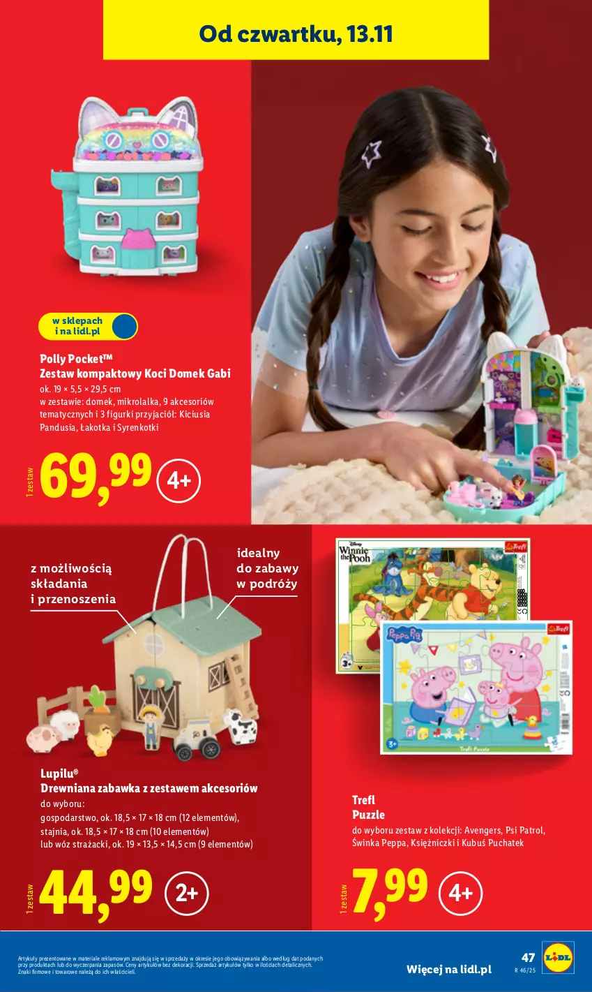Gazetka promocyjna Lidl - GAZETKA - ważna 10.11 do 15.11.2025 - strona 51 - produkty: Avengers, Disney, Inka, Koc, Kubuś, Lalka, Polly Pocket, Psi Patrol, Puzzle, Wóz strażacki, Zabawka