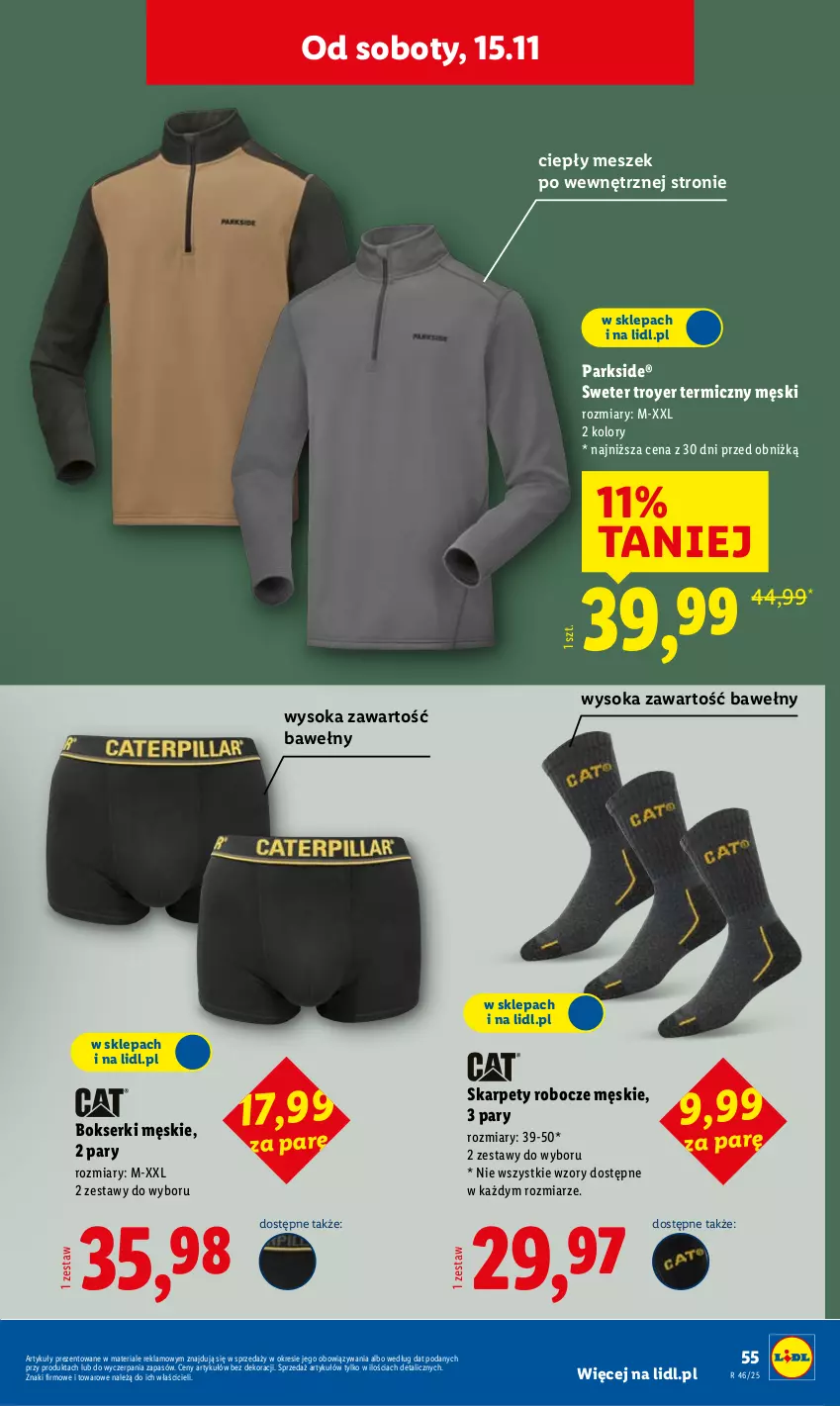 Gazetka promocyjna Lidl - GAZETKA - ważna 10.11 do 15.11.2025 - strona 59 - produkty: Bokserki, Karp, Parkside, Ser, Sok, Sweter